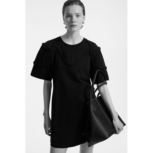H & M - Sukienka T-shirtowa z plecionym wykończeniem - Czarny ze sklepu H&M w kategorii Sukienki - zdjęcie 173324756