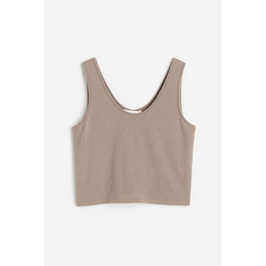 H & M - Krótki top bez rękawów - Brązowy ze sklepu H&M w kategorii Bluzki damskie - zdjęcie 173324765