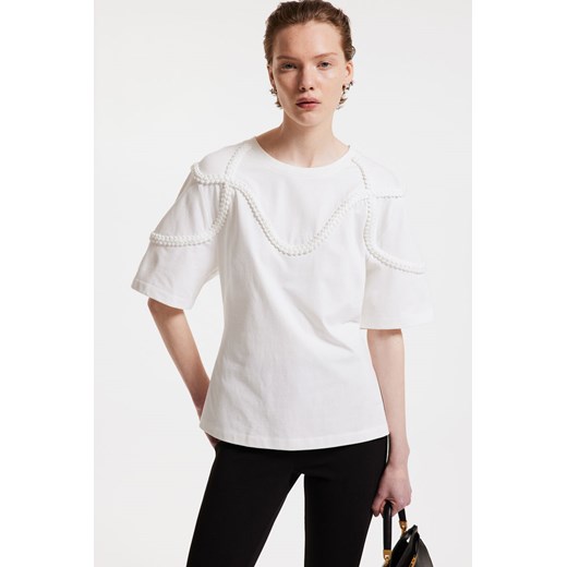 H & M - T-shirt z plecionym wykończeniem - Biały ze sklepu H&M w kategorii Bluzki damskie - zdjęcie 173324768