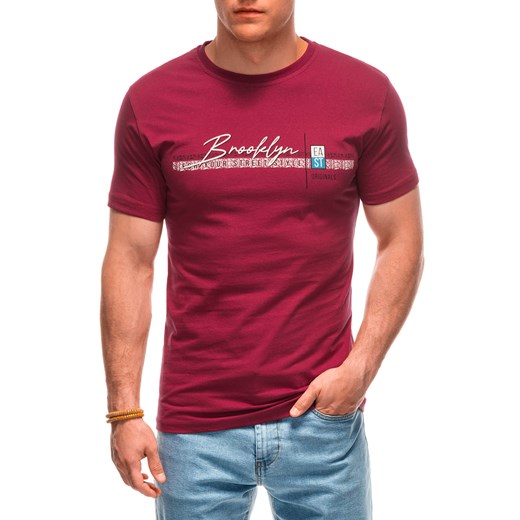 T-shirt męski z nadrukiem 1948S - czerwony Edoti XL Edoti