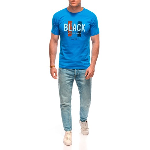 T-shirt męski z nadrukiem 1967S - niebieski Edoti XXL Edoti