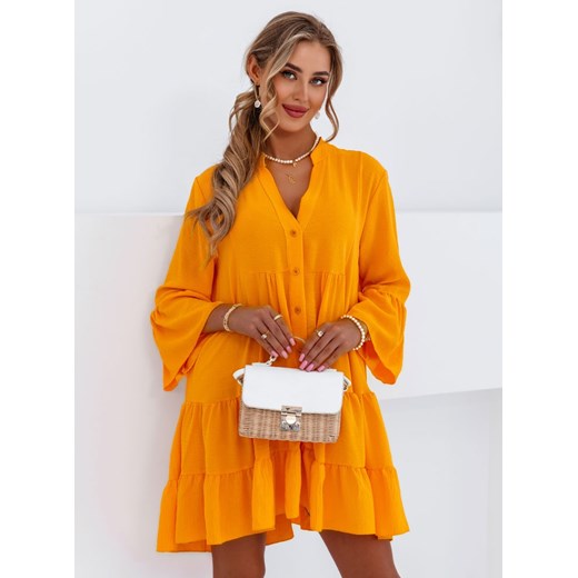 Pomarańczowa sukienka mini z guzikami Vesta - pomarańczowy Pakuten uniwersalny pakuten.pl okazyjna cena