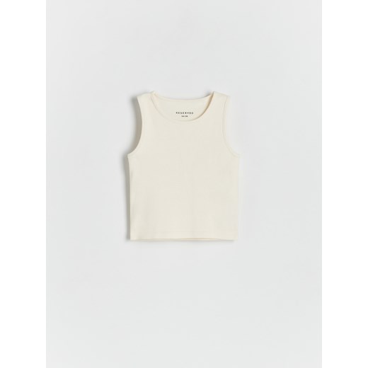 Reserved - Bawełniany top - kremowy ze sklepu Reserved w kategorii Bluzki dziewczęce - zdjęcie 173329175
