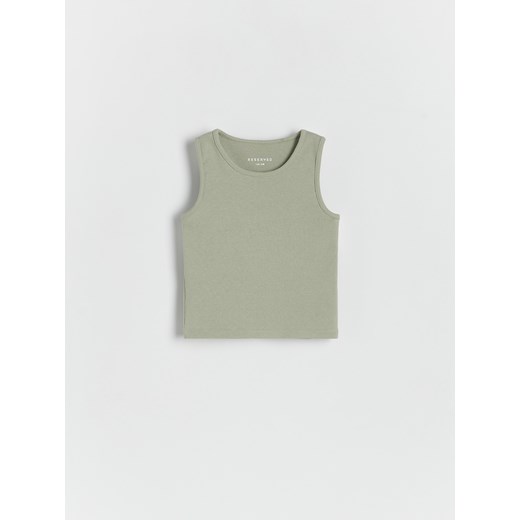 Reserved - Bawełniany top - oliwkowy ze sklepu Reserved w kategorii Bluzki dziewczęce - zdjęcie 173329177