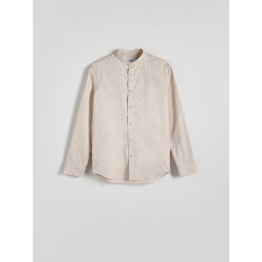 Reserved - Koszula slim fit ze stójką - beżowy ze sklepu Reserved w kategorii Koszule męskie - zdjęcie 173329379