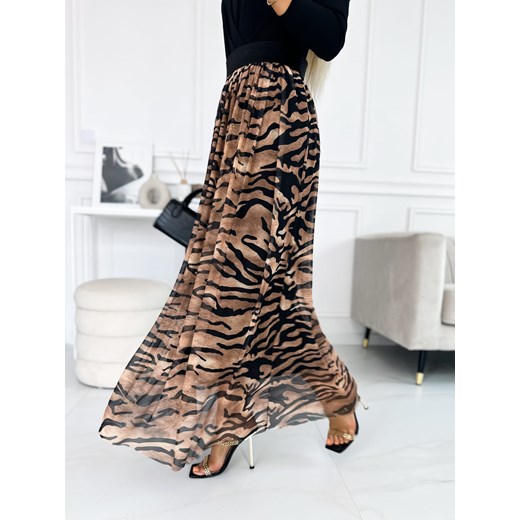 Spódnica siateczka Tiger brąz z czarnym ze sklepu Fashionyou w kategorii Spódnice - zdjęcie 173330919