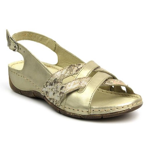 Skórzane sandały damskie - HELIOS Komfort 134, złote Helios Komfort 38 ulubioneobuwie