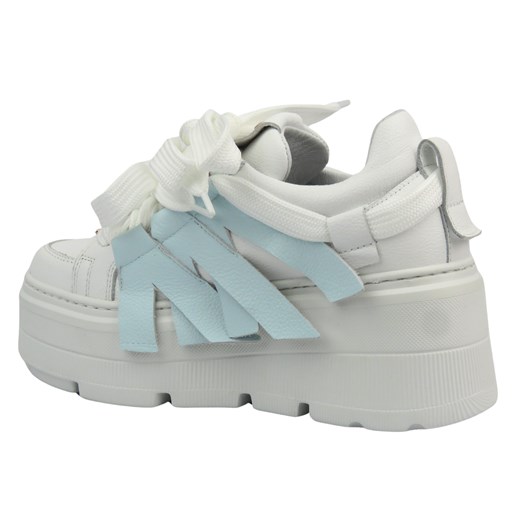 Sportowe buty damskie na platformie - Eksbut 2F-7033-L91/S83, białe Eksbut 37 wyprzedaż ulubioneobuwie