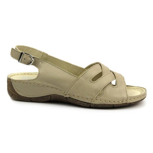 Skórzane sandały damskie - HELIOS Komfort 134, ecru Helios Komfort 37 ulubioneobuwie