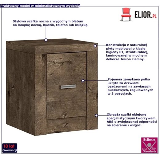 Szafka nocna jesion ciemny - Dagna 24X Elior One Size Edinos.pl