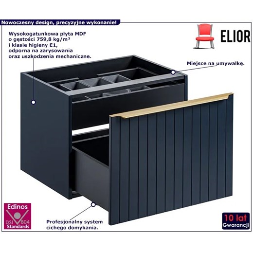 Granatowa wisząca szafka pod umywalkę - Satino 4X 80 cm Elior One Size Edinos.pl