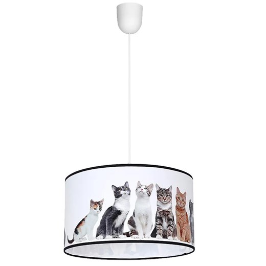 Wisząca lampa z abażurem i wizerunkiem kotów - N39-Randon ze sklepu Edinos.pl w kategorii Lampy wiszące - zdjęcie 173333587