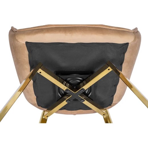 Beżowe obrotowe krzesło fotelowe pikowane - Daco Elior One Size wyprzedaż Edinos.pl