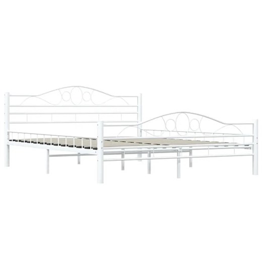 Białe metalowe łóżko w stylu loft 160x200 cm - Frelox ze sklepu Edinos.pl w kategorii Łóżka i materace - zdjęcie 173333779
