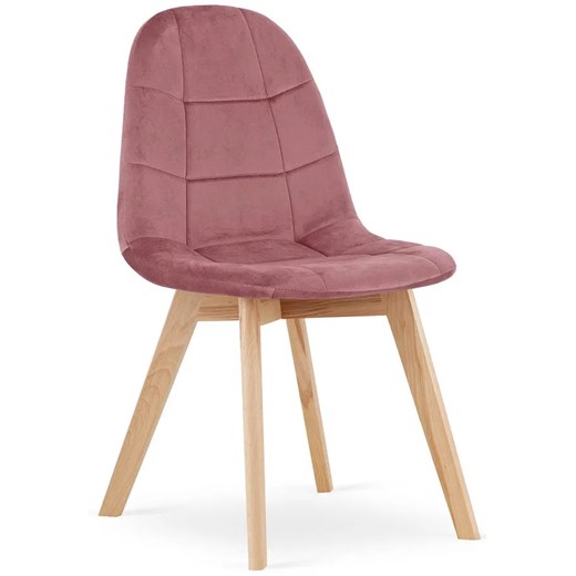 Zestaw 4 drewnianych krzeseł welurowych ciemny róż - Kiraz ze sklepu Edinos.pl w kategorii Krzesła - zdjęcie 173333968