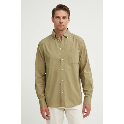 Les Deux koszula bawełniana męska kolor zielony regular z kołnierzykiem button-down LDM410183 ze sklepu ANSWEAR.com w kategorii Koszule męskie - zdjęcie 173336828