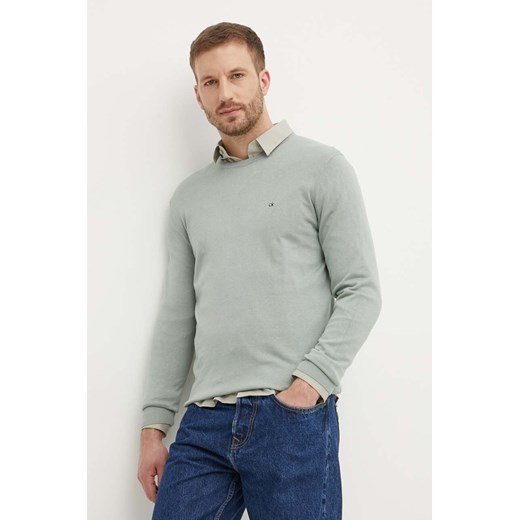 Calvin Klein sweter z domieszką jedwabiu kolor szary lekki K10K113549 ze sklepu ANSWEAR.com w kategorii Swetry męskie - zdjęcie 173337027
