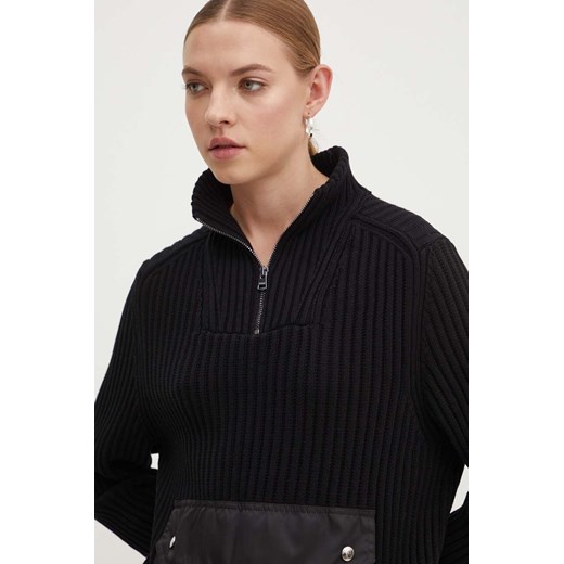 HUGO sweter bawełniany kolor czarny lekki z półgolfem 50516618 ze sklepu ANSWEAR.com w kategorii Swetry męskie - zdjęcie 173337037