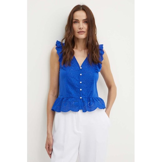 Morgan bluzka bawełniana DODAY1 damska kolor niebieski gładka ze sklepu ANSWEAR.com w kategorii Bluzki damskie - zdjęcie 173337489