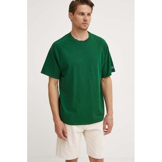 American Vintage t-shirt bawełniany TEE-SHIRT MC COL ROND męski kolor zielony melanżowy MLAW02DE24 ze sklepu ANSWEAR.com w kategorii T-shirty męskie - zdjęcie 173337615