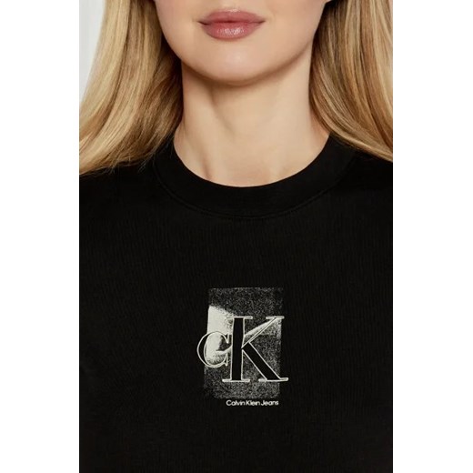 Bluzka damska Calvin Klein z krótkim rękawem z okrągłym dekoltem z napisami 