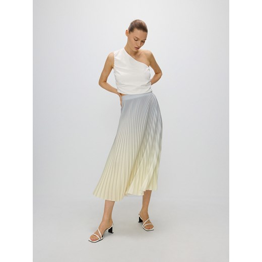 Reserved - Plisowana spódnica midi - jasnożółty ze sklepu Reserved w kategorii Spódnice - zdjęcie 173352198