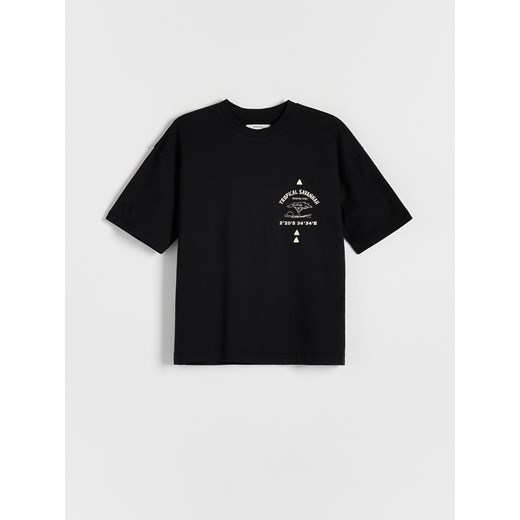Reserved - T-shirt z lnem - czarny ze sklepu Reserved w kategorii T-shirty chłopięce - zdjęcie 173353918