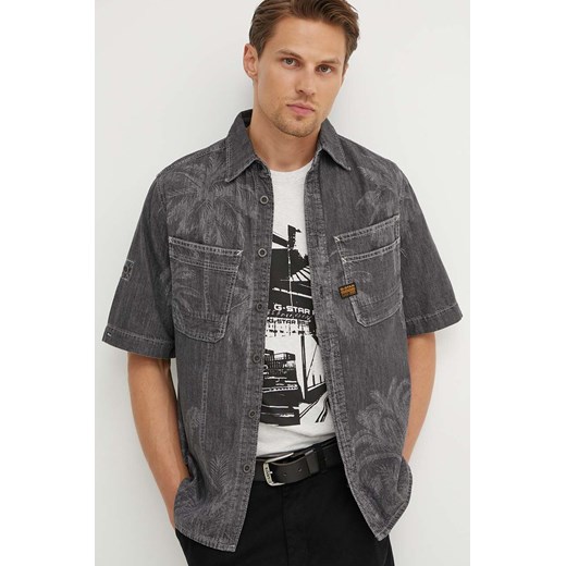 G-Star Raw koszula męska kolor szary regular D24602-D540 ze sklepu ANSWEAR.com w kategorii Koszule męskie - zdjęcie 173354929