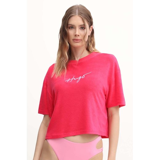 HUGO t-shirt damski kolor różowy 50520695 ze sklepu ANSWEAR.com w kategorii Bluzki damskie - zdjęcie 173354987