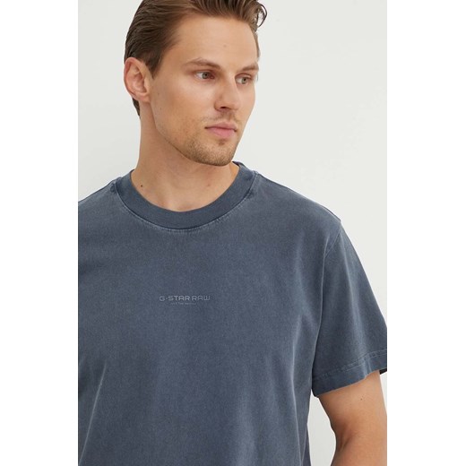 G-Star Raw t-shirt bawełniany męski kolor granatowy gładki D25737-C756 ze sklepu ANSWEAR.com w kategorii T-shirty męskie - zdjęcie 173355078