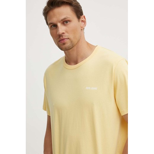 Pepe Jeans t-shirt bawełniany AARON męski kolor żółty z nadrukiem PM509426 ze sklepu ANSWEAR.com w kategorii T-shirty męskie - zdjęcie 173355097
