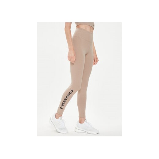Converse Legginsy W Wordmark Legging 10024544-A10 Beżowy Skinny Fit ze sklepu MODIVO w kategorii Spodnie damskie - zdjęcie 173355947