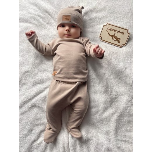 Brązowe półśpiochy niemowlęce bawełniane - Lagarto Verde ze sklepu 5.10.15 w kategorii Spodnie i półśpiochy - zdjęcie 173357077