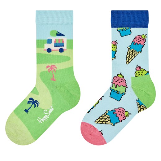 Zestaw 2 par wysokich skarpet dziecięcych Happy Socks KICE02-6000 Kolorowy Happy Socks 4/6Y eobuwie.pl