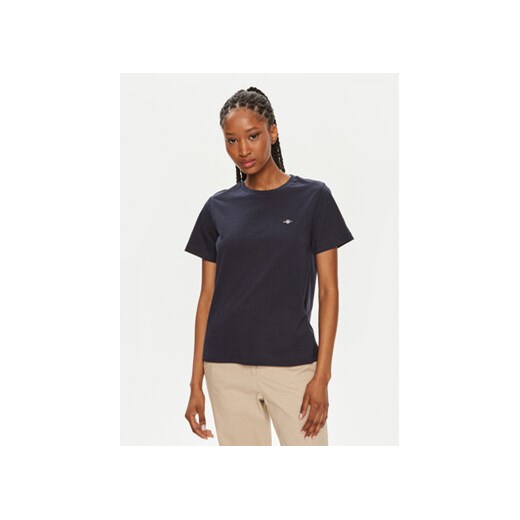 Gant T-Shirt Shield 4200200 Granatowy Regular Fit ze sklepu MODIVO w kategorii Bluzki damskie - zdjęcie 173358887