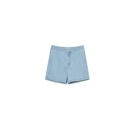 Cropp - Jasne jeansowe szorty z wysokim stanem - niebieski ze sklepu Cropp w kategorii Szorty - zdjęcie 173359647