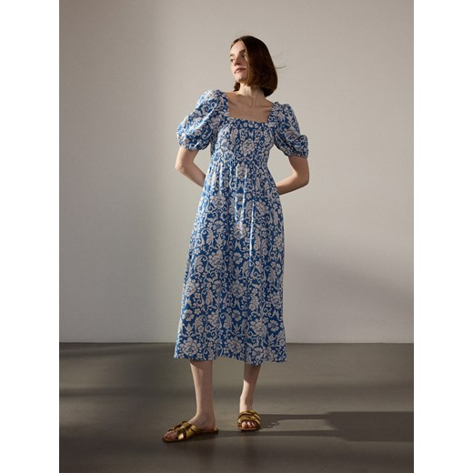 Reserved - Sukienka midi - niebieski ze sklepu Reserved w kategorii Sukienki - zdjęcie 173360579