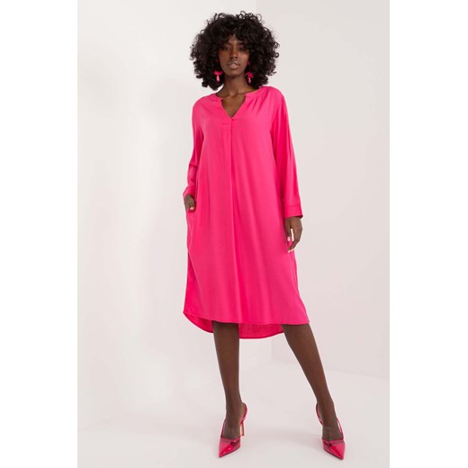 Różowa sukienka koszulowa oversize Sublevel z wiskozy L wyprzedaż 5.10.15