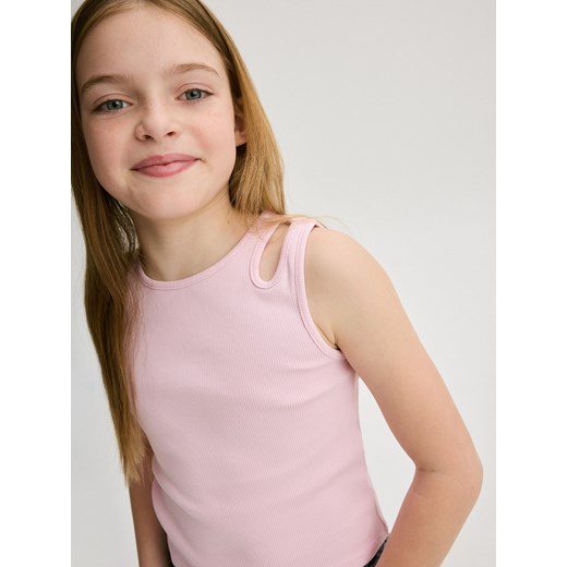 Reserved - Top z wycięciami - różowy ze sklepu Reserved w kategorii Bluzki dziewczęce - zdjęcie 173363148
