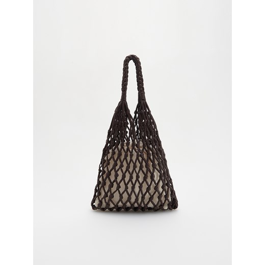 Reserved - Pleciona torebka na ramię - ciemnobrązowy ze sklepu Reserved w kategorii Torebki damskie - zdjęcie 173363268