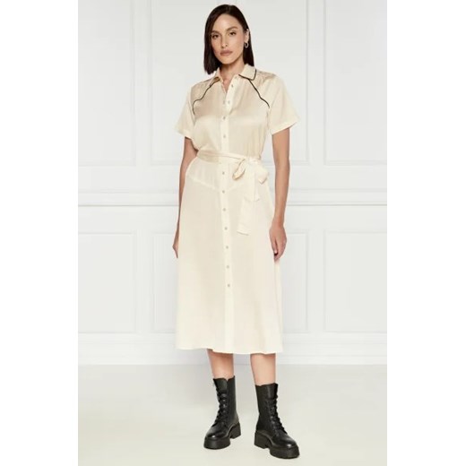 Pinko Satynowa sukienka z paskiem Pinko 40 Gomez Fashion Store wyprzedaż