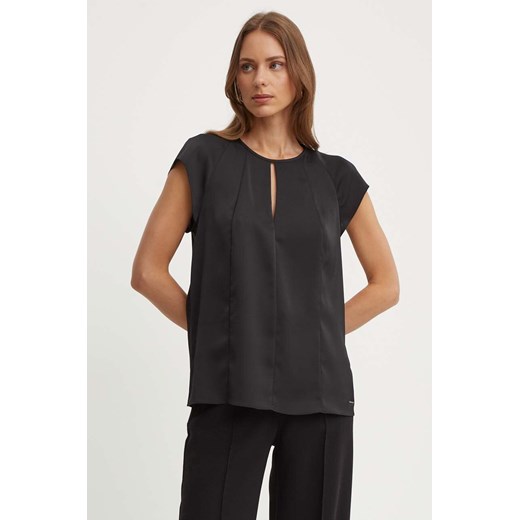 Calvin Klein bluzka damska kolor czarny gładka K20K207161 ze sklepu ANSWEAR.com w kategorii Bluzki damskie - zdjęcie 173366218