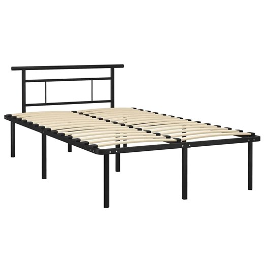 Czarne metalowe łóżko z zagłówkiem 120x200 cm - Nikel ze sklepu Edinos.pl w kategorii Łóżka i materace - zdjęcie 173367806