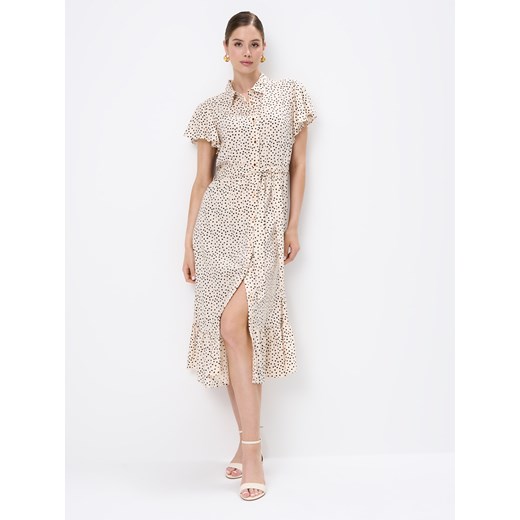Mohito - Koszulowa sukienka midi - beżowy ze sklepu Mohito w kategorii Sukienki - zdjęcie 173368816