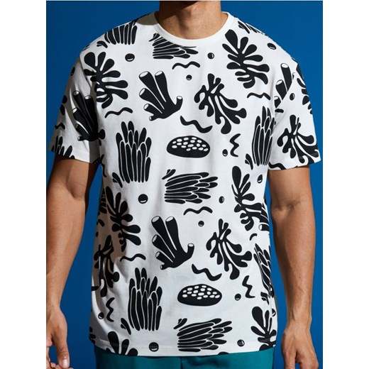 Sinsay - Koszulka bawełniana - kremowy ze sklepu Sinsay w kategorii T-shirty męskie - zdjęcie 173370485