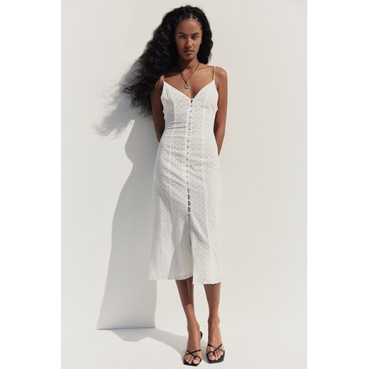 H & M - Rozpinana sukienka z haftem angielskim - Biały H & M 32 H&M