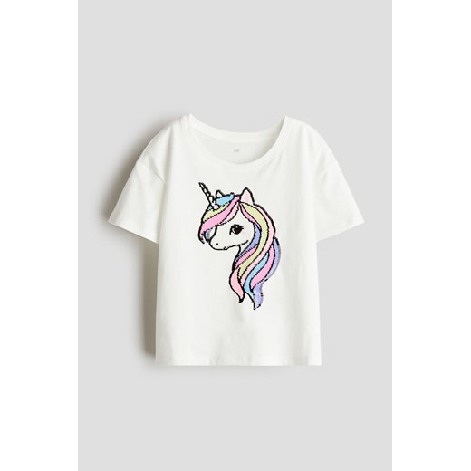 H & M - T-shirt z motywem - Biały ze sklepu H&M w kategorii Bluzki dziewczęce - zdjęcie 173372345