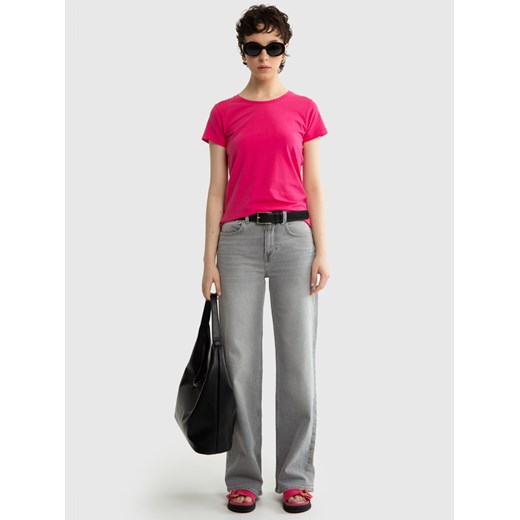Koszulka damska z bawełny supima różowa Supiclassica 602 ze sklepu Big Star w kategorii Bluzki damskie - zdjęcie 173372756
