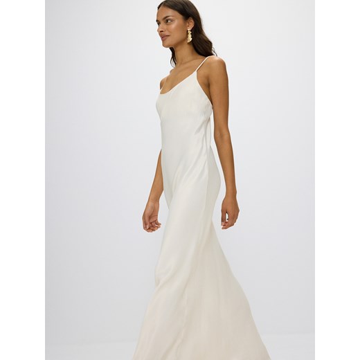Reserved - Satynowa sukienka maxi w wiskozy - biały ze sklepu Reserved w kategorii Sukienki - zdjęcie 173373268