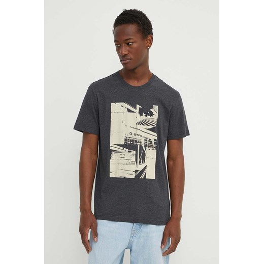 G-Star Raw t-shirt bawełniany męski kolor szary z nadrukiem D24686-336 ze sklepu ANSWEAR.com w kategorii T-shirty męskie - zdjęcie 173375625